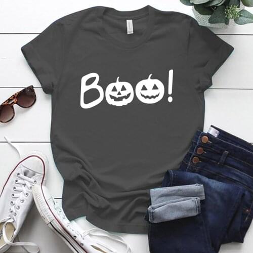 Halloween T Shirt Funny Pumpkin Printing Harajuku Short Sleeve Plus Size Cute Tops Holiday Gift for Ladies Cotton Woman Tshirts