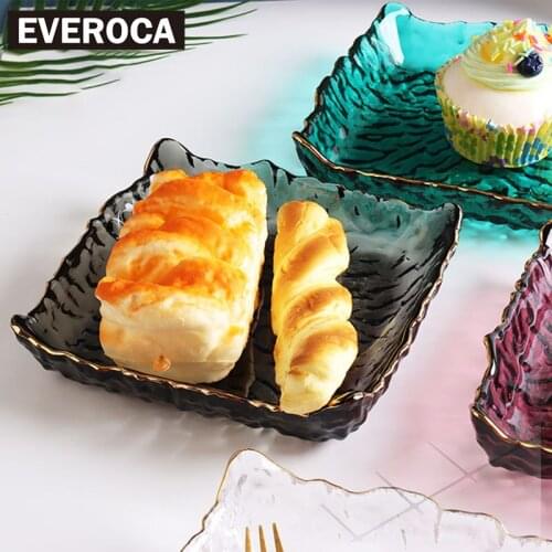 Haijingyu Creative Phnom Penh Transparent Quartet Ice Dew Glass Plate Nordic Ins Fruit Plate Snack Plate Salad Bowl