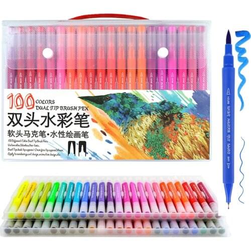 Markers Painting Pens Brush and FineLiner Drawing Watercolor Dual Tip Brush Marker Pen for Coloring Stationary Art Supplies