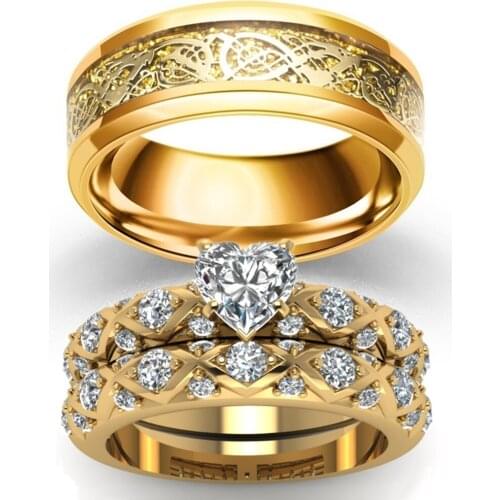 Golden Dragon Pattern Mens Rings Elegant Luxury Womens Rings Fashion Jewelry Couples Rings Engagement Valentines Day Gifts