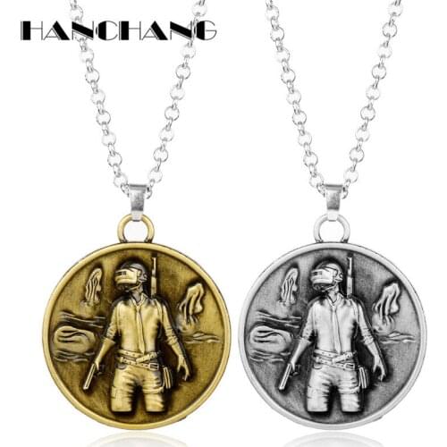 Mans Necklace PUBG Necklace Playerunknowns Battlegrounos Round Dog Tags Pendants Necklaces Game Jewelry Hip Hop Necklace