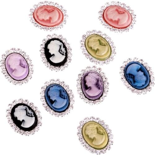 Pack of 10 Colorful Rhinestone Lady Embellishments Flat Back Cabochon For Decoration Crafts