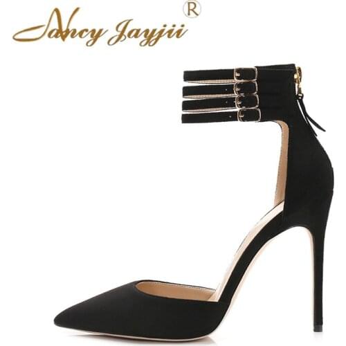 Nancyjayjii New Woman Shoes 2017 Handmade Pointed Toe High Cover Heels Zipper Gladiator Sandals Women Big Size Summer Shoes 4-16