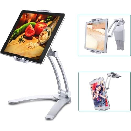 Wall Desk Tablet Stand Digital Kitchen Tablet Mount Stand Metal Bracket Smartphones Holders Fit For 5-10.5 inch Width Tablet