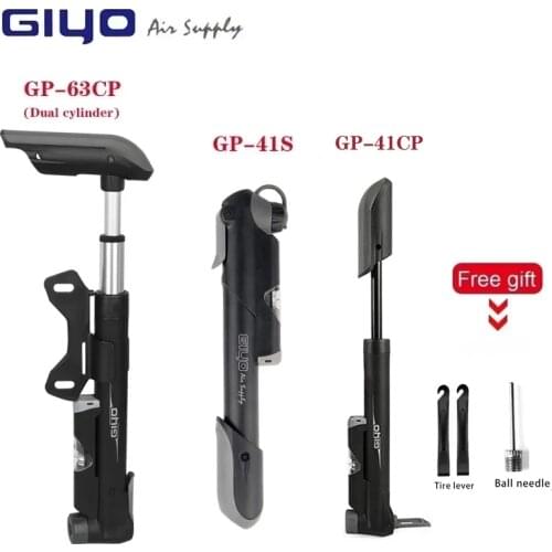 GIYO Portable Bicycle Pump with Gauge 120psi Mini Hand Cycling Air Pump Mountain Bike Smart Valve Pump Ball Toy Tire Inflator