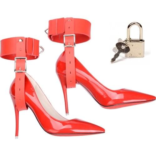 Sexy High Heel Straps Sex Belt Couple Adult Games Leather Ankle for Woman Sex Bdsm Bondage Restraints Sex Game Fixed Shoes Strap