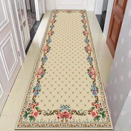 Nordic Style Long Hallway Carpet Stair Corridor Mat Non-slip Kitchen Rug Doormat Living Room Bedside Area Rug Floral Balcony Mat