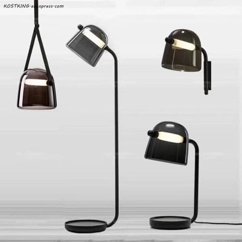 Modern simple glass desk lamp Nordic creative chandelier bedroom bedside hotel wall lamp living room study floor lamp