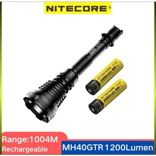 NITECORE MH40GTR Flashlight 1200 Lumens Hard Light USB Rechargeable CREEXP-L HI V3 LED With 2*2600mAh Battery For Outdoor