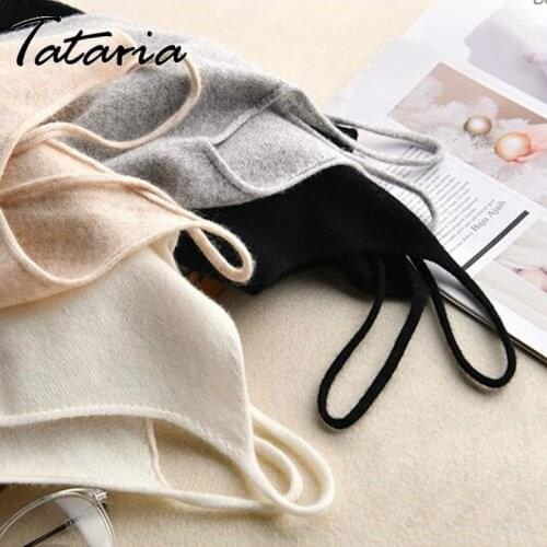 Womens Knitting Halter Off-shoulder Tank Top Female V Neck Sleeveless Knitted Tops Basic Camisole Short Tee shirts For Women