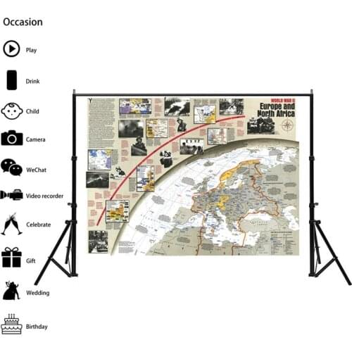 Vintage Poster World Map Europe and North Africa 1991 Wall Sticker Art Craft Map 90x60cm Home Decorative Non-woven Wall Decals