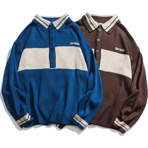 Y2020 autumn / winter new collared couple sweater mens Korean version oversize jacket fashion