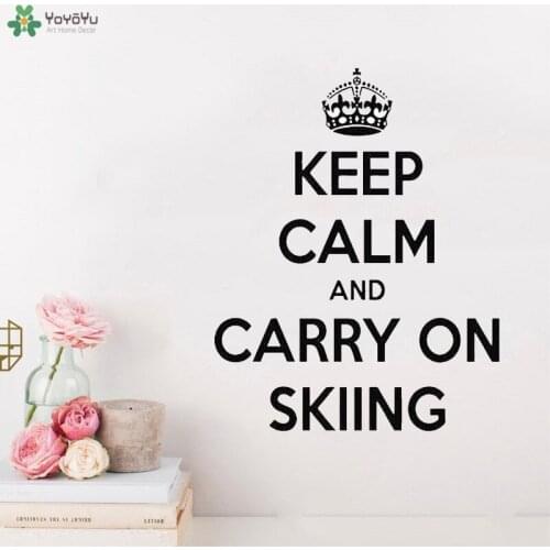YOYOYU Wall Decal Keep Calm Carry On Skiing Sport Quotes Wall Stickers Kids Boys Girls Teenager Room Vinyl Decor Home Art QQ363