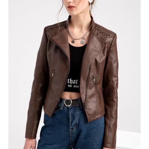 Women PU Leather Jacket Female Slim Autumn Coat Casual Motorcycle Jackets Fashion Streetwear Punk Outerwear Brand Clothing