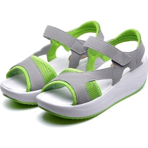 Women Platform Sandals Shoes 2021 Wedges Swing Shoes Casual Comfortable Non-slip Breathable Ladies Mesh Shoes Open Toe Sandals