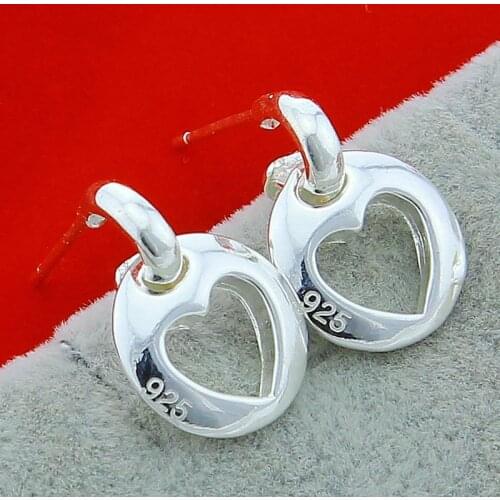 Female Heart Stud Earring 925 Sterling Silver Earrings for Women Gift Fashion Jewelry Bijoux Mujer