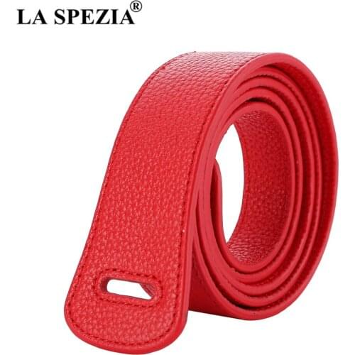 LA SPEZIA Red Genuine Leather Ladies Wide Belts for Dresses First Layer Cowskin Women Belt Self Tie Knot Solid Female Corset