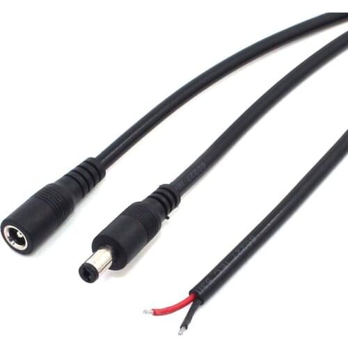 2pcs/lot 12V 10A DC Female/Male Cable Wire Connector For 3528 5050 LED Strip Light 5.5x2.1mm Plug DC Power Cord For Diy 18AWG