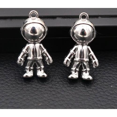3D Astronaut Space Robot Pendant Fashion Punk Necklace Charms DIY Jewelry Handicraft Making 32*18mm P56 2pcs