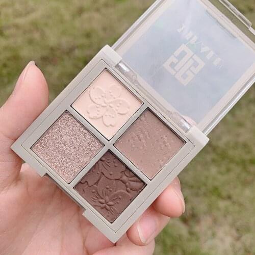 4 Colors Smokey Shiny Eye Shadow Platte Glitter Shimmer Easy to Color Stylish Look Eye Makeup Lasting Waterproof Eyeshadow TSLM2