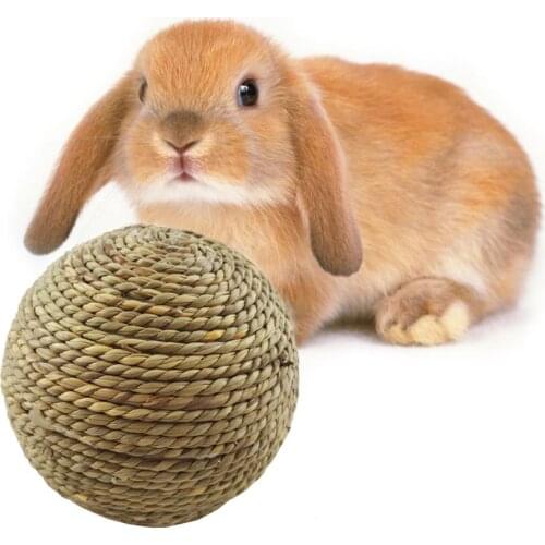 6cm Small Pet Chew Toy Natural Grass Ball For Rabbit Teeth Cleaning Chewing Playing IQ Treat Toys Pet Supplies