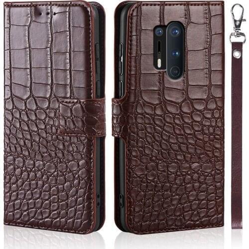 Flip Phone Case for Oneplus 8 Pro Cover Crocodile Texture Leather Book Design Luxury Coque Wallet Capa With Strap Card Holder