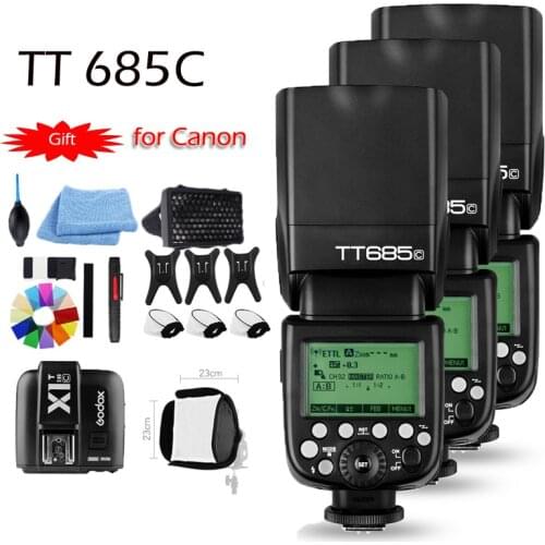 DHL libero!! 3X Godox TT685C 2.4G HSS GN60 E-TTL Flash Wireless + X1 TTL Trigger for Canon 1100D 1000D 7D 6D 60D 50D 600D 500D