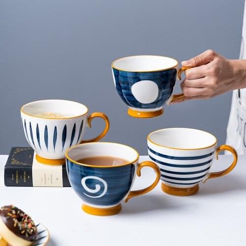 Japanese-Style Hand-Painted Glazed Breakfast Cup Ceramic Cup Milk Cereal Juice Cup Coffee Creative Tableware