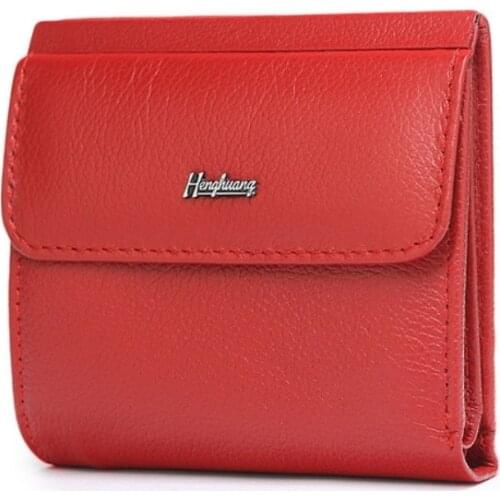 HH Mini Genuine Leather Womens Wallet Small Luxury Female ID Card Holder Wallets Slim Cow Leather Ladies Money Bag Coin Purses