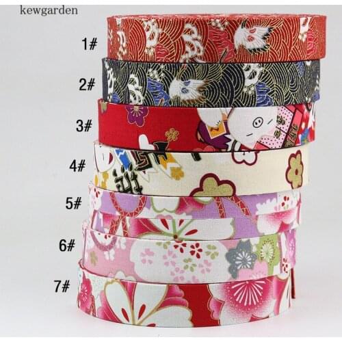 Kewgarden 2" 1" 10mm Cartoon Flower Fabric Layering Cloth Ribbons Handmade Tape DIY Earring Hairbow Brooch Satin Ribbon 6 Meters