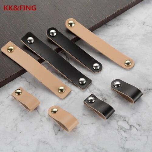 KK&FING European Soft Leather Cabinet drawer Handles Drawer Pulls kitchen Wardrobe Cupboard Door Knobs Furniture Handle Hardware