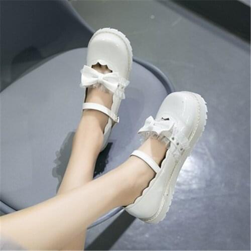 Lace bowknot LOLITA Shoes JK Uniform Shoes PU Leather lolita Shoes A951