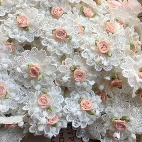 LASUI 3 STYLE Exquisite 3d rose flower lace trim organza water soluble embroidery clothing wedding veil jewelry material 0360