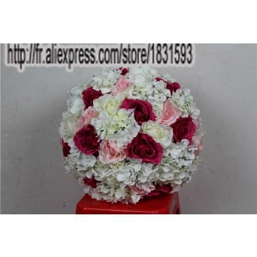 Mixcolor 45cm 4pcs/lot Artificial silk rose hydrangea wedding kissing ball road lead flower Table centerpiece flower TONGFENG