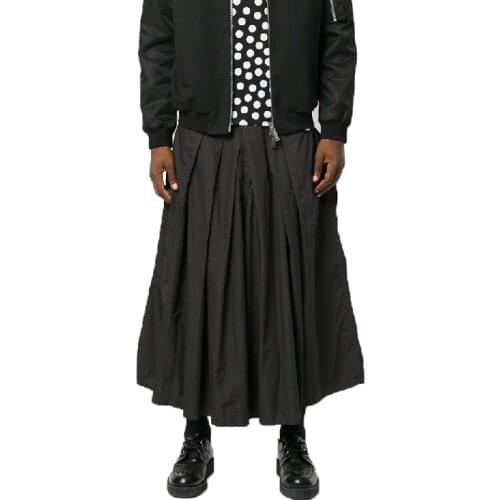 Men clothing GD Hair Stylist fashion personality Fold Culottes Loose casual Wide Leg pants plus size stage costumes