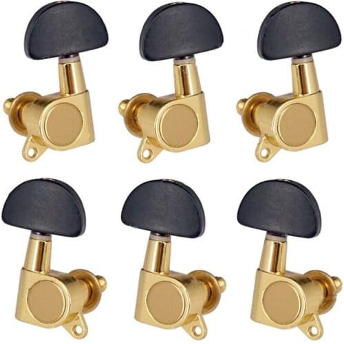 A set 6 Pcs Black Big Semicircle Button Sealed-gear Tuning Pegs golden Machine Heads for Electric Acoustic Guitar parts