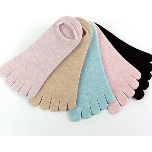 5Pairs Women Short Cotton Socks with Five Fingers Summer Invisible Toe Socks Female Casual Low Cut Sokken Cheap calcetines mujer