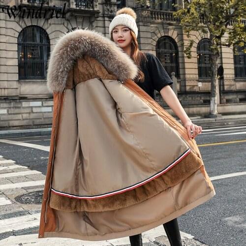 Windriel Wool Liner Warm Long Coats Women Snow Wear Parkas Plus Size 4XL Jackets Hooded 2021 New Distachable Padded Clothing