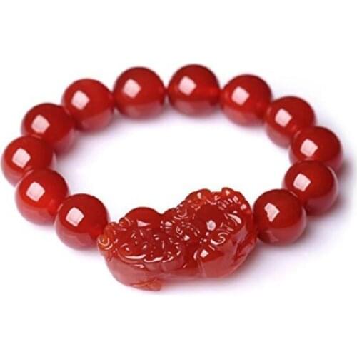 Pur naturel Agate rouge sculpté à la main sûr et mauvais esprits courageux troupes Bracelet livraison gratuit