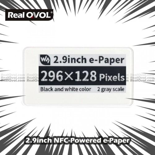RealQvol 2.9inch Passive NFC-Powered e-Paper, No Battery, Wireless Powering & Data Transfer