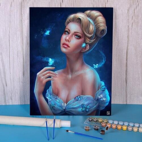 Cartoon Girl Woman DIY Paint By Numbers Complete Kit Acrylic Paints 50*70 Oil Painting Wall Decoration Children Handiwork