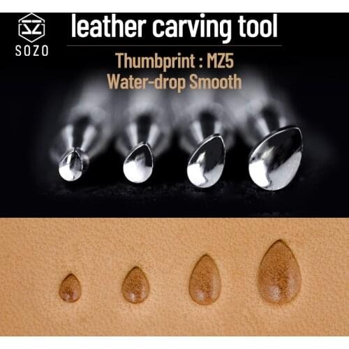 SOZO MZ5 Leather Work Stamping Tool Thumbprint Water-drop Smooth In Sheridan Saddle Making carving Stamp 304 Stainless Steel