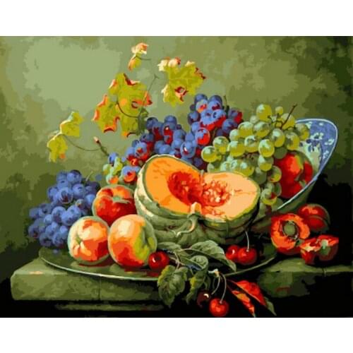 Frameless painting by numbers diy picture oil painting on canvas for home decor animal painting 4050 still life fruit