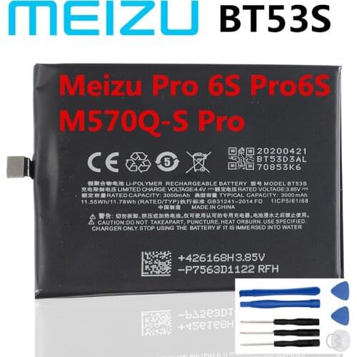 High Quality Original BT53S Battery Replacement 3000mAh Battery Parts For Meizu BT53 PRO 6S PRO 6 BT53S Smart Phone