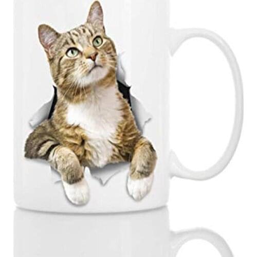 Pondering Cat Coffee Mug Ceramic 11oz Funny Coffee Mug |Perfect Cat Lover Gift | Cute Novelty Coffee Mug Present Great Birthday