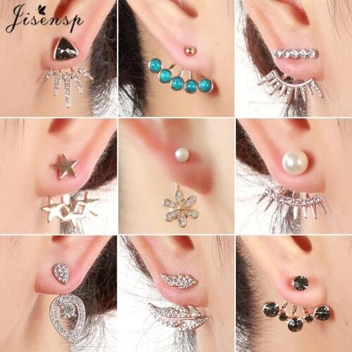 New 2021 Steampunk Geometric Ear Jackets Spike Stud Earrings for Women Vintage Crystal Water Drop Earings Fashion Jewelry Brinco