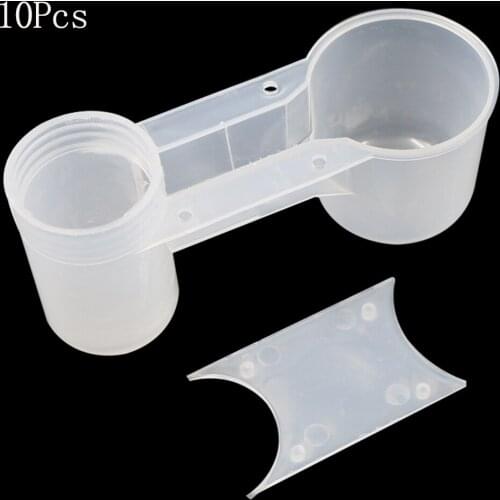 10 Pcs Portable Plastic Aviary Cage Transparent Drinker Cup Water Bottle Bird Feeder Poultry Pigeon Feeder Waterer Accessories