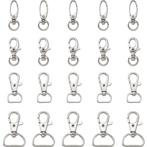 100pcs Iron Swivel Clasps, Swivel Snap Hook Mixed Style Platinum Color For Key Clasps Handmade Making