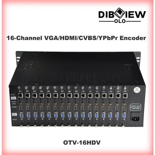 3U Rack OTV-16HDV Provideo 16CH HDMI VGA CVBS YPbPr Streaming IPTV H.264 H.265 SRT HLS RTMPs HTTP UDP ONVIF HD SD Encoder