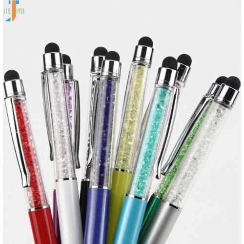 500pcs/lot Mutlti Function Diamond Crystal 2 In 1 Capacitive Touch Stylus Ball Pen for IPad IPhone HTC Samsung Tablet Wholesale